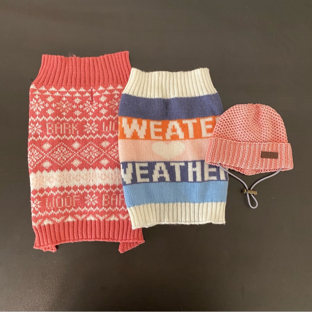 Pink and Blue Dog Knit Sweater Set